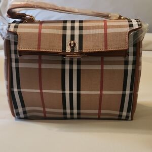Plaid Tan and Black Women's Bag